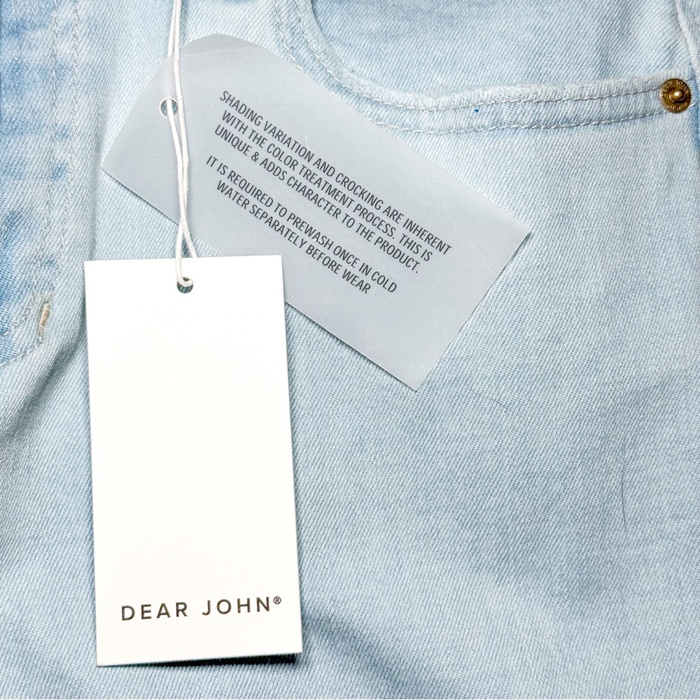Dear John Blaire Straight Leg Jeans High Rise Light Wash 31x28 Ankle Raw Hem NWT - Picture 13 of 14